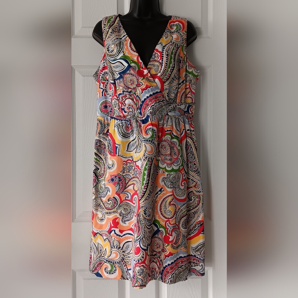 Tommy Hilfiger Women's Vibrant Paisley Print Sleeveless Dress Size 12